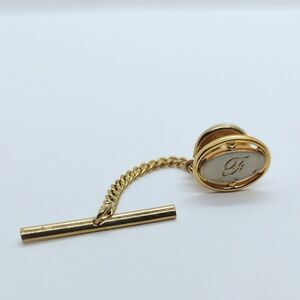 Hickok "F" Monogram Vintage Tie Tack Chain Clutch Pin